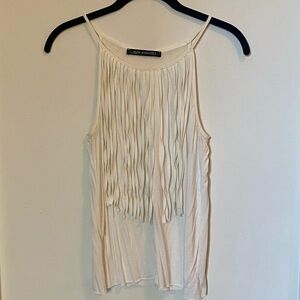 White Fringe Sleeveless Top